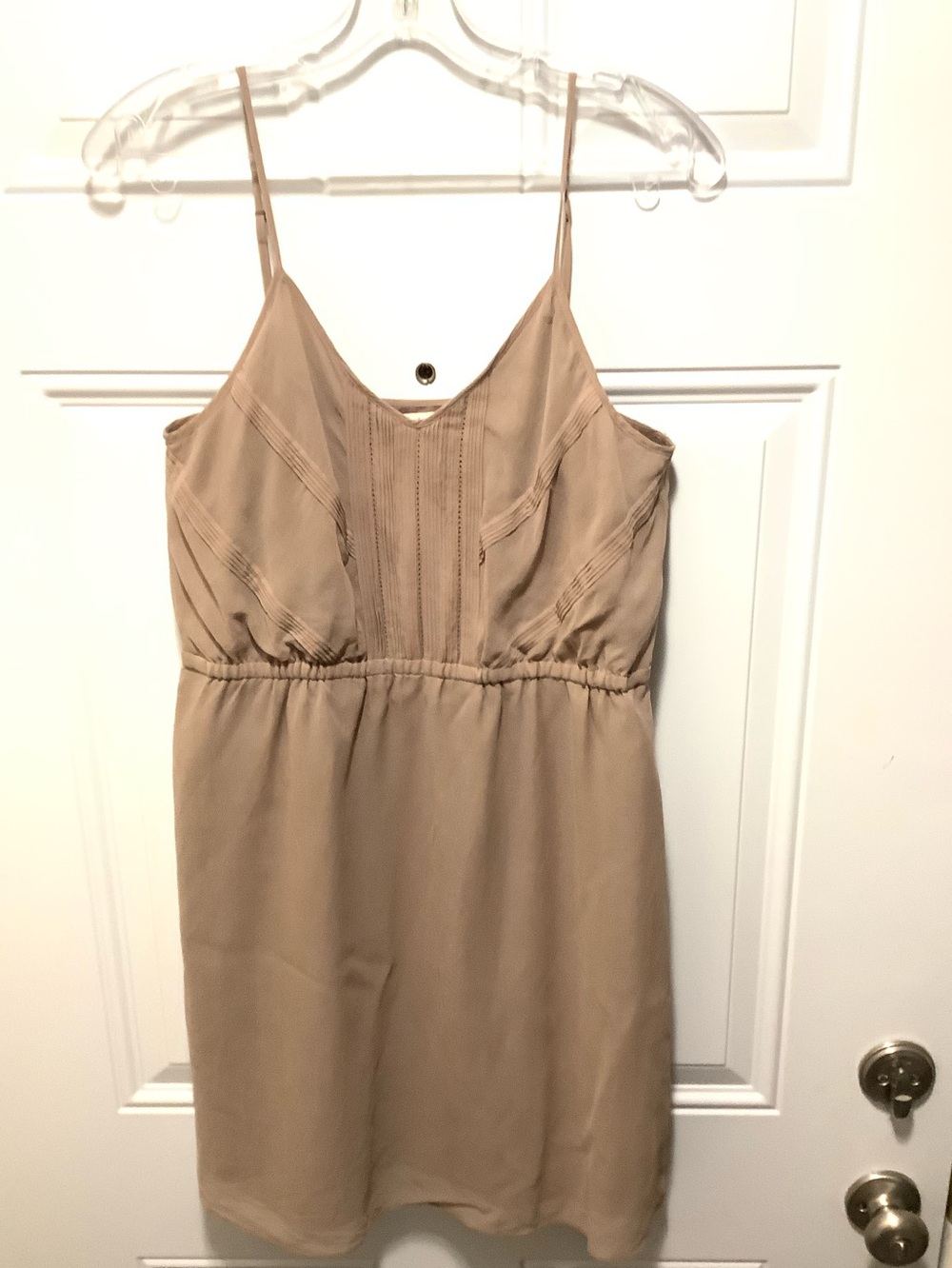 Broadway and Broome| Brown Silk Pin-tuck Spaghetti Strap Dress Sz 8 Casual Boho - Picture 6 of 7
